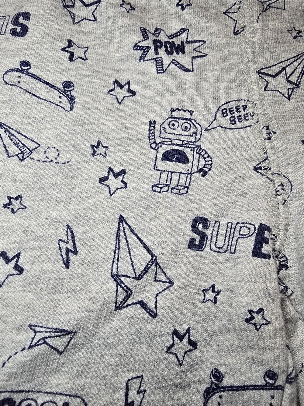 Carter's Light Gray Jogger Pants with Navy Print Robot Print